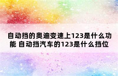 自动挡的奥迪变速上123是什么功能 自动挡汽车的123是什么挡位